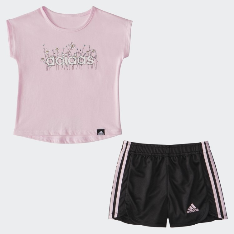 Conjunto Curto De Malha Rosa Ig Gphic Adidas