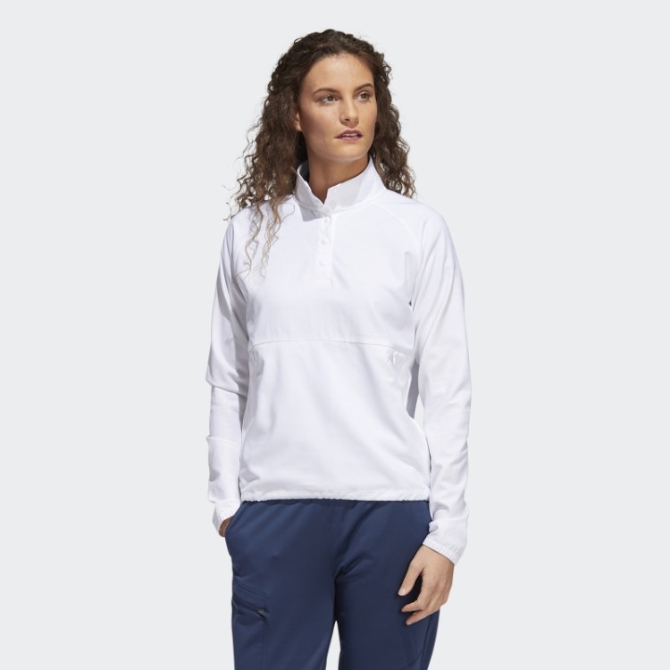 Pulôver Branco Com 1/4 De Pressão Em Relevo Adidas