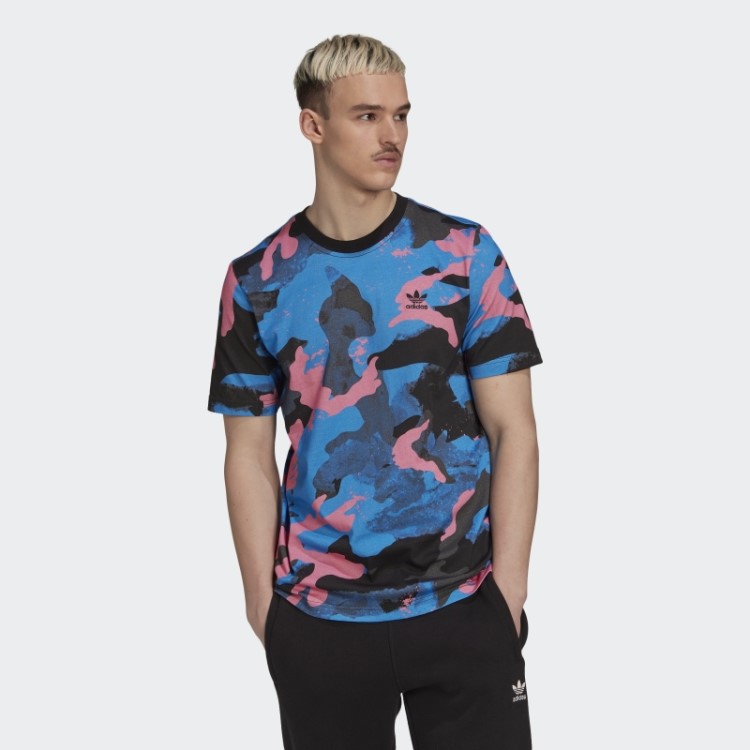 Camiseta Com Estampa Allover Camo Series Azul Adidas