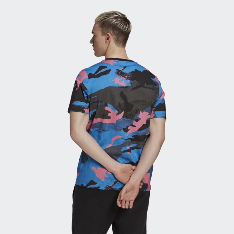 Camiseta Com Estampa Allover Camo Series Azul Adidas