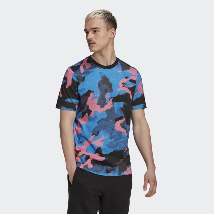 Camiseta Com Estampa Allover Camo Series Azul Adidas