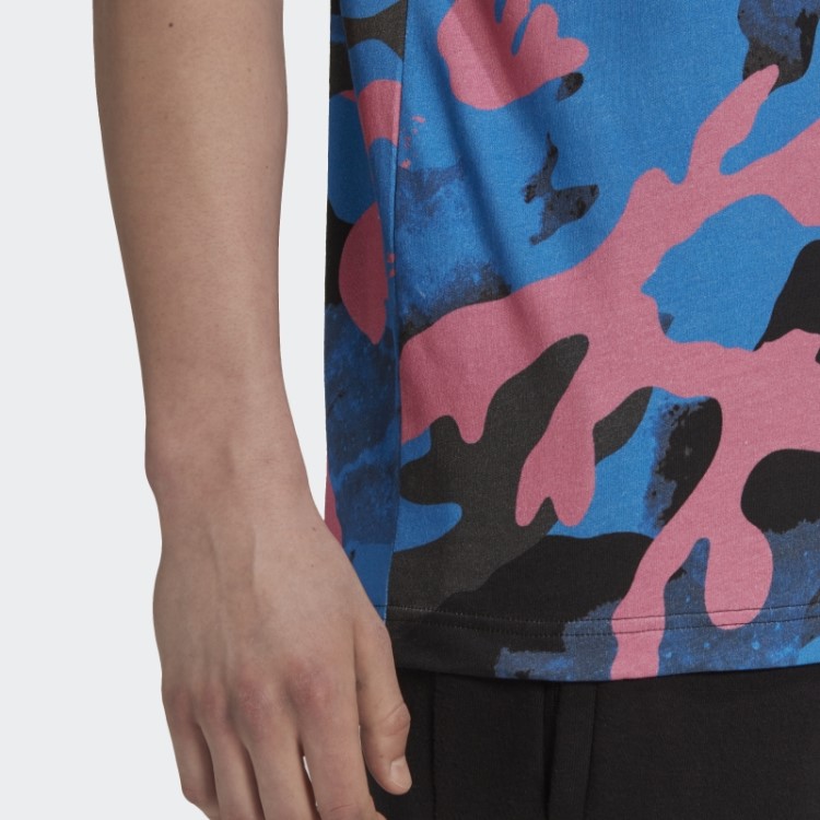 Camiseta Com Estampa Allover Camo Series Azul Adidas