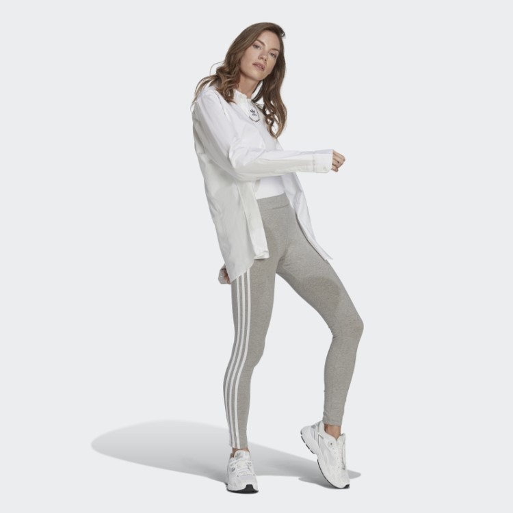 Legging Com As Três Listras Adicolor Classics Cinza Médio Adidas