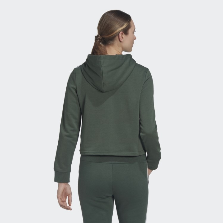 Moletom Cropped Com As Três Listras Green Oxide Adidas Essentials