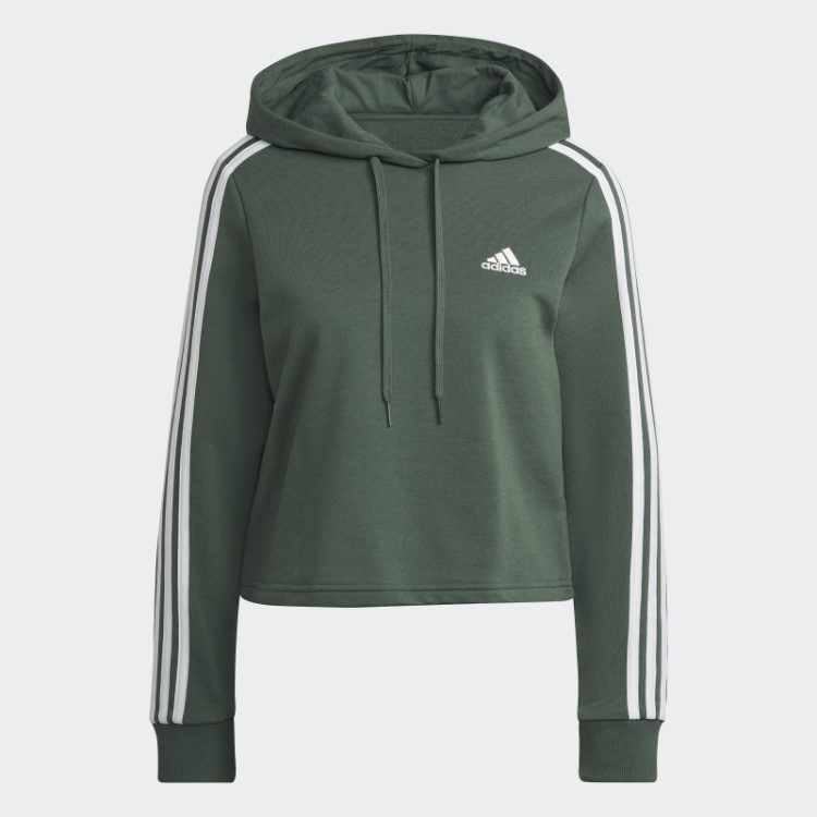Moletom Cropped Com As Três Listras Green Oxide Adidas Essentials