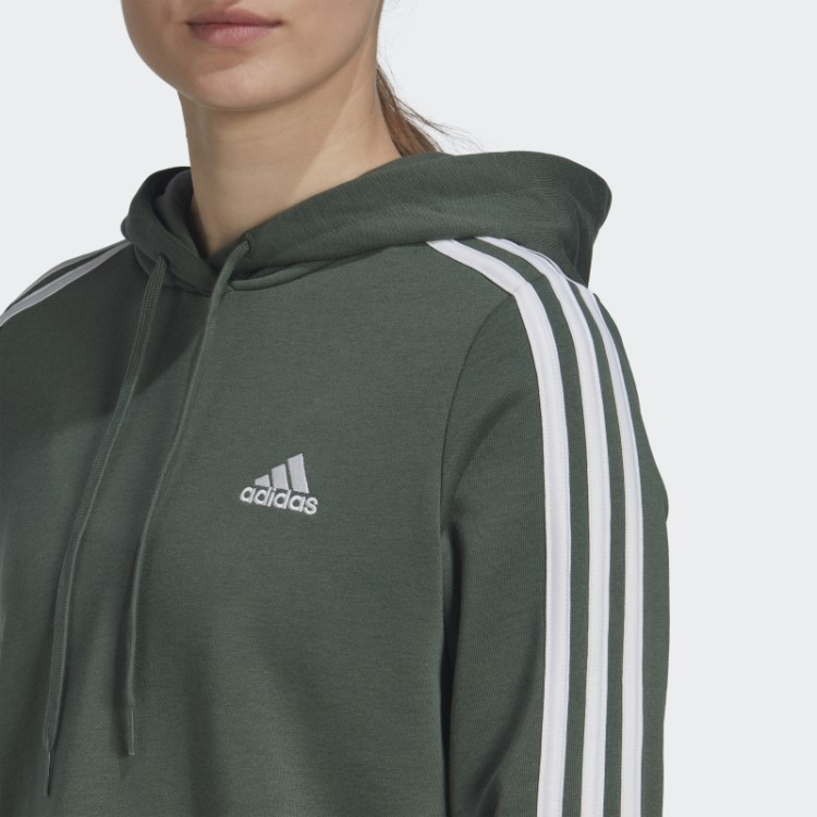 Moletom Cropped Com As Três Listras Green Oxide Adidas Essentials