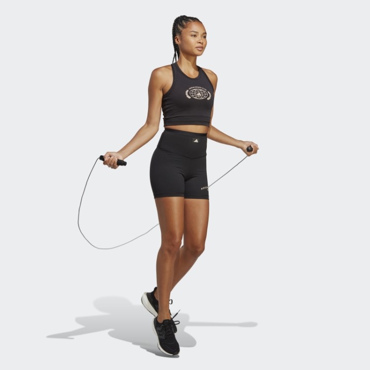 Regata Preta Adidas Sports Club Com Estampa Cropped