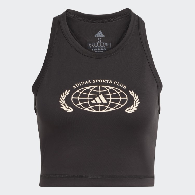 Regata Preta Adidas Sports Club Com Estampa Cropped
