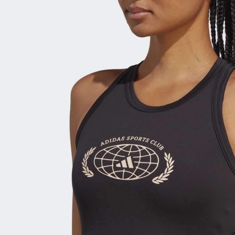 Regata Preta Adidas Sports Club Com Estampa Cropped