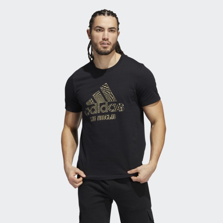 Camiseta Preta Com Estampa De Logo Los Angeles Adidas
