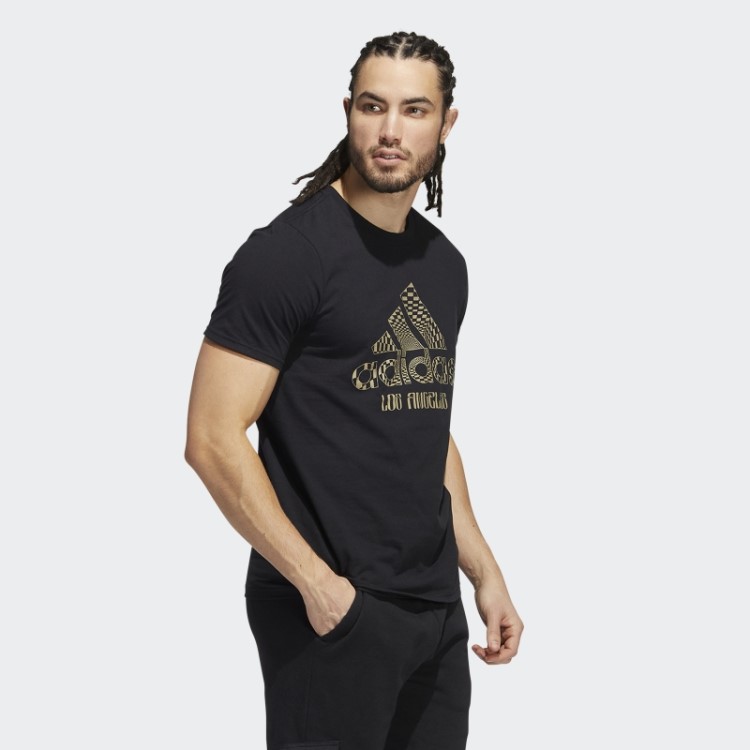 Camiseta Preta Com Estampa De Logo Los Angeles Adidas