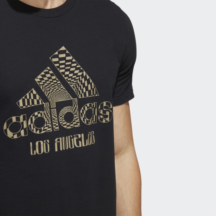 Camiseta Preta Com Estampa De Logo Los Angeles Adidas