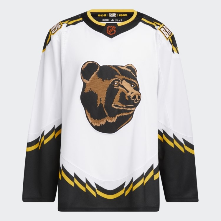 Camisa Retrô Autêntica Bruins Com Marca Retrô Branca Adidas