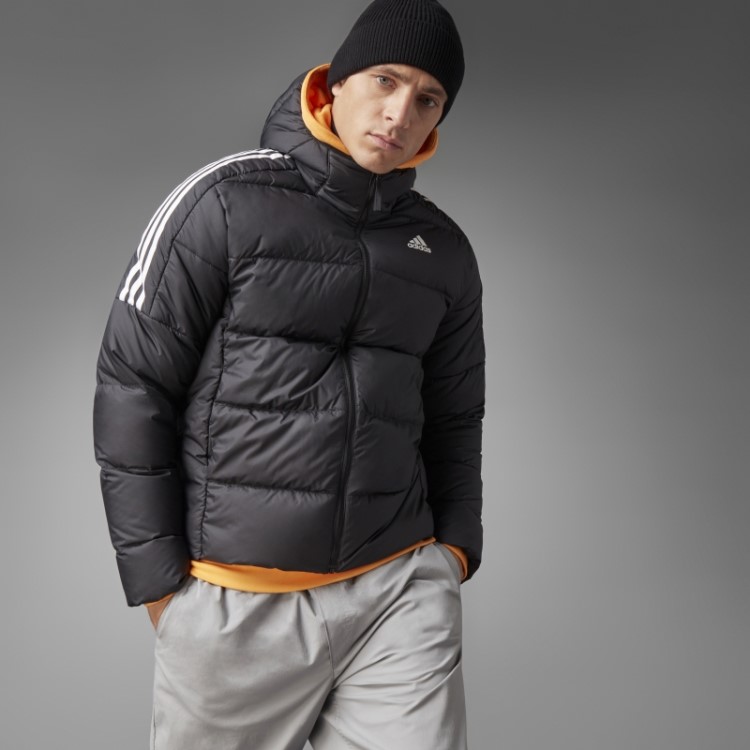 Jaqueta Preta Com Capuz Midweight Plumas Adidas