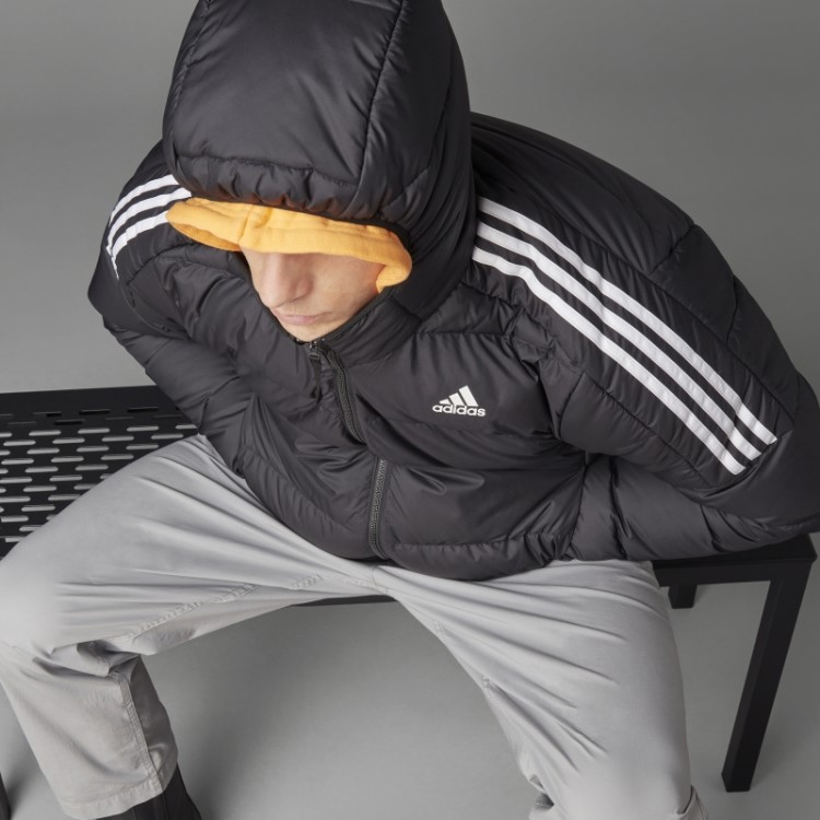 Jaqueta Preta Com Capuz Midweight Plumas Adidas