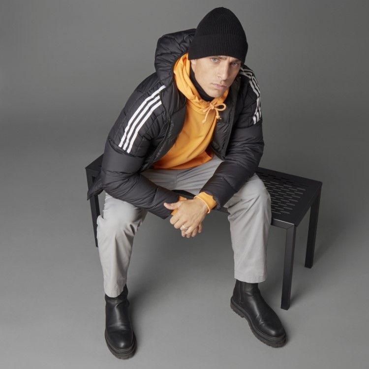 Jaqueta Preta Com Capuz Midweight Plumas Adidas