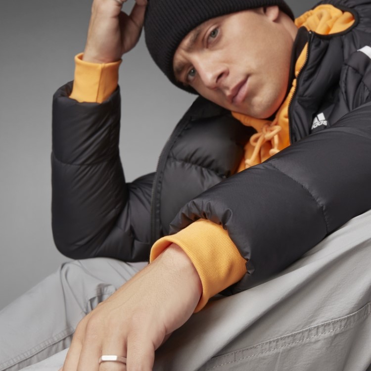 Jaqueta Preta Com Capuz Midweight Plumas Adidas