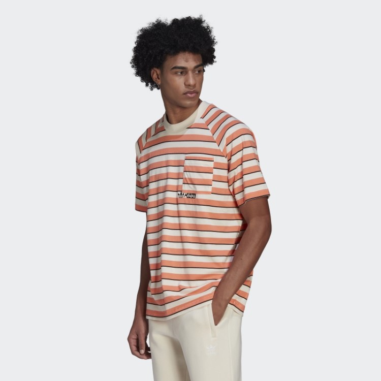 Camiseta Com Bolso Listrado Coral Adidas