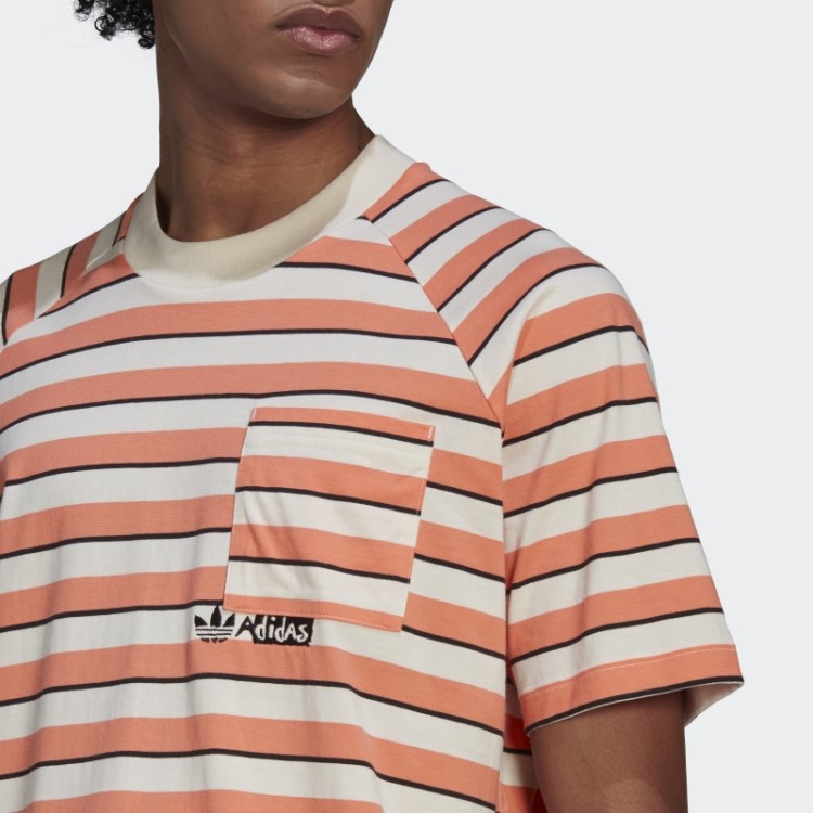 Camiseta Com Bolso Listrado Coral Adidas