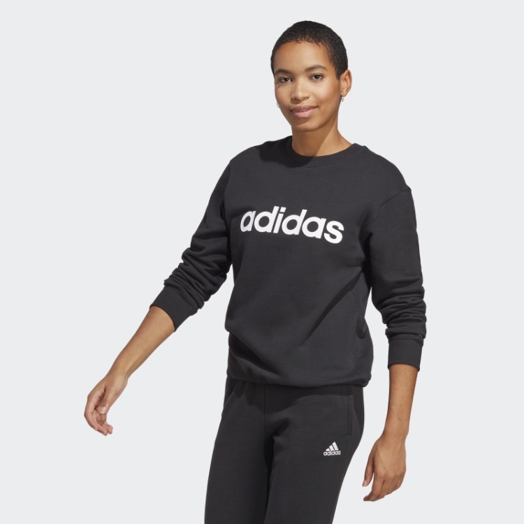 Sweatshirt French Terry Linear Black Essentials Adidas