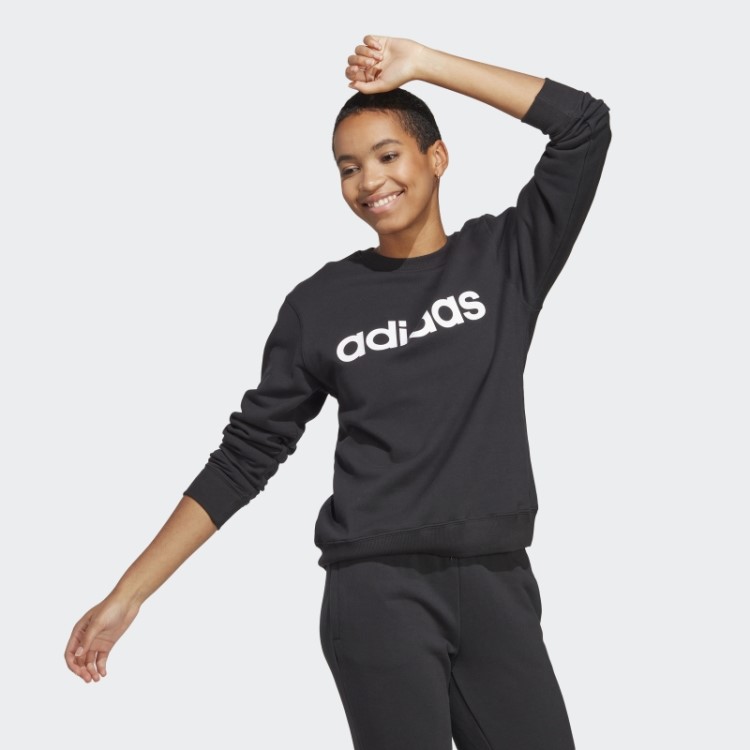 Sweatshirt French Terry Linear Black Essentials Adidas