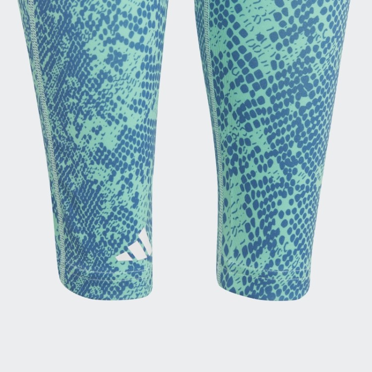 Meia-calça Adidas Verde Aeroready Animal Print Optime 7/8 Com Bolso Alto