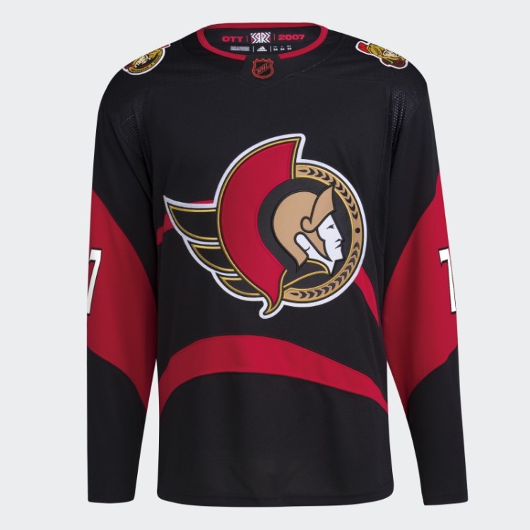 Senadores Tkachuk Autêntico Reverso Retrô Marca Wordmark Jersey Adidas Preto