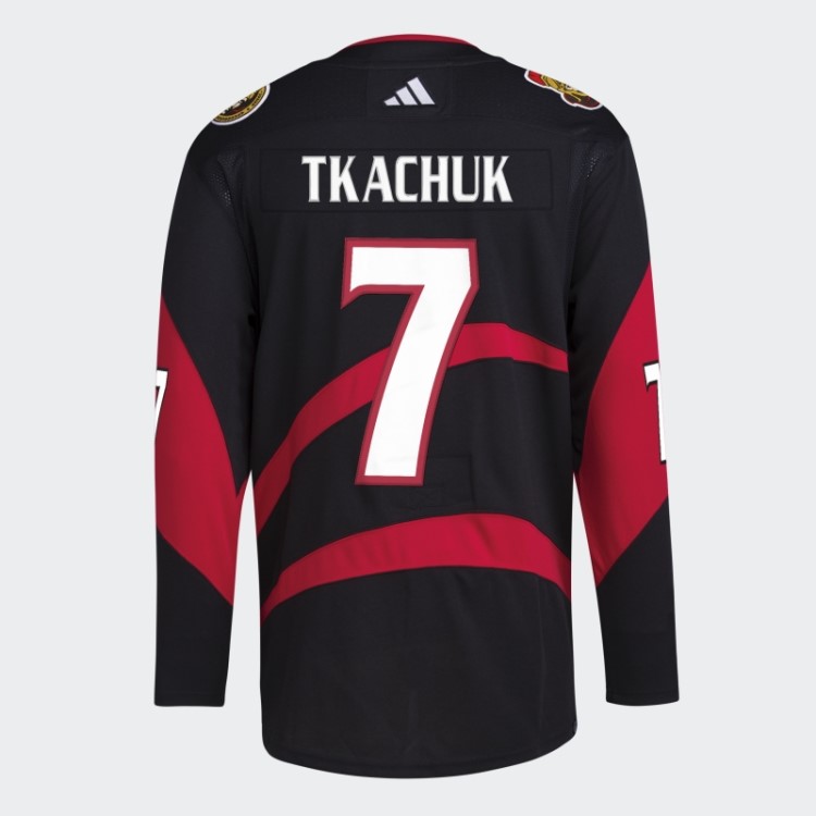 Senadores Tkachuk Autêntico Reverso Retrô Marca Wordmark Jersey Adidas Preto