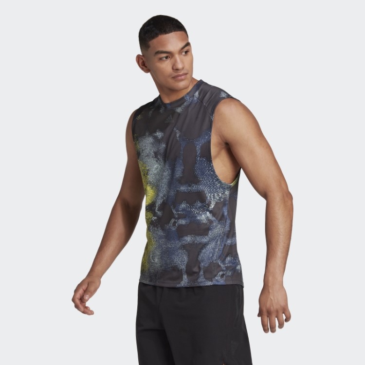 Regata De Treino Com Estampa Allover Amarela Adidas Hiit