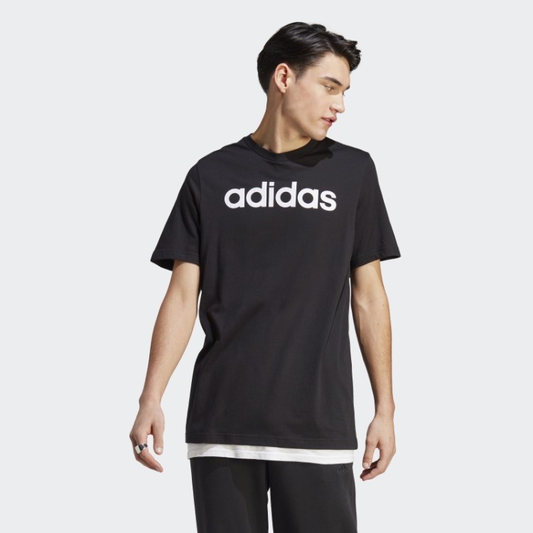 Essentials T-shirt Linear Com Logótipo Bordado Preto Adidas