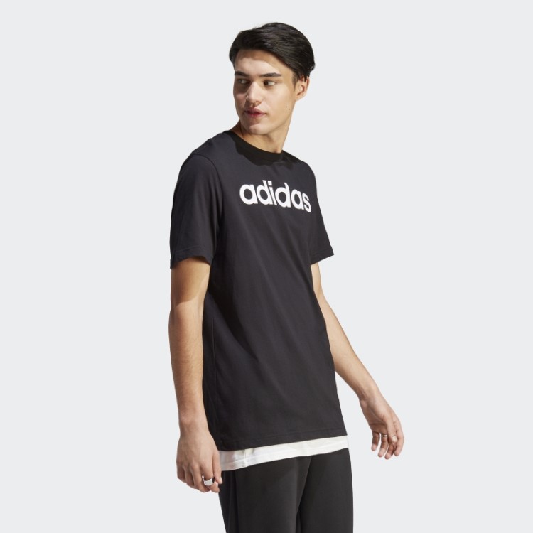 Essentials T-shirt Linear Com Logótipo Bordado Preto Adidas