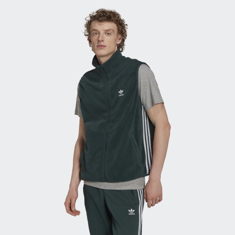 Colete De Lã Adicolor Verde Mineral Com As Três Listras Da Adidas