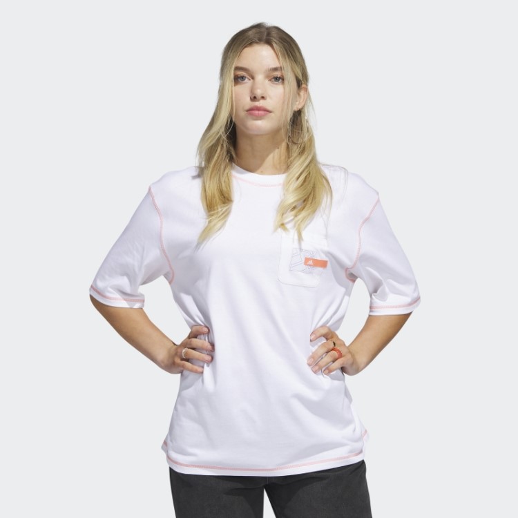 Camiseta De Bolso Do Namorado Com Declaração Esportiva Branca Adidas