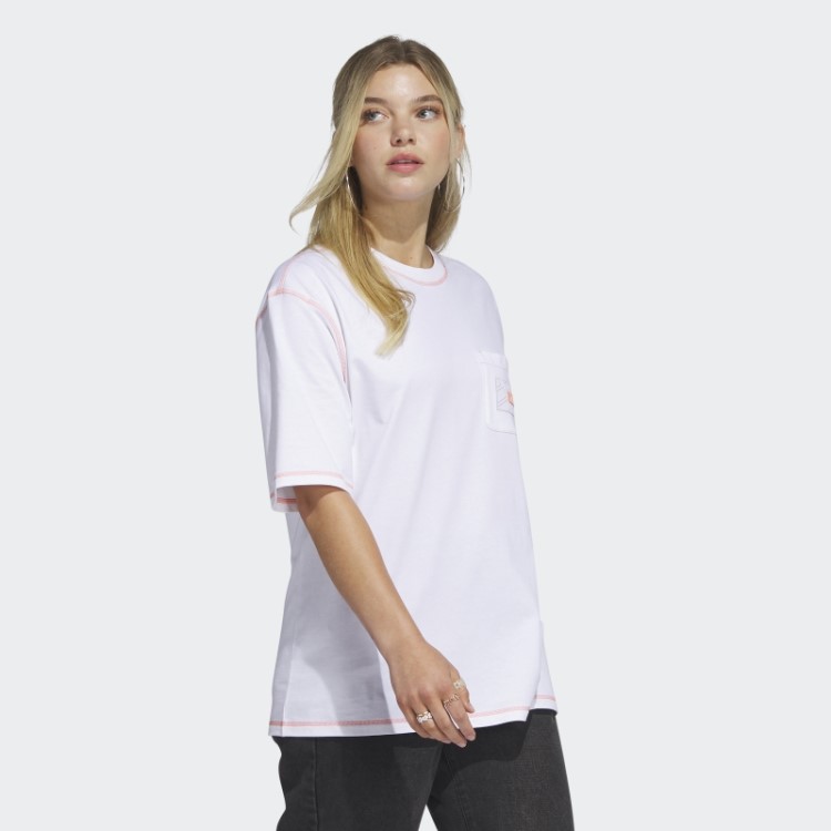Camiseta De Bolso Do Namorado Com Declaração Esportiva Branca Adidas