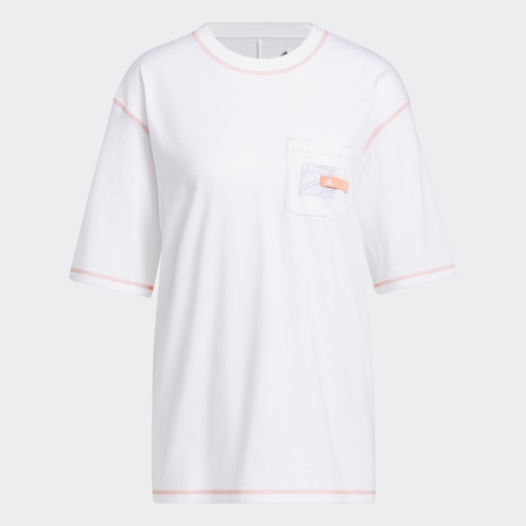 Camiseta De Bolso Do Namorado Com Declaração Esportiva Branca Adidas