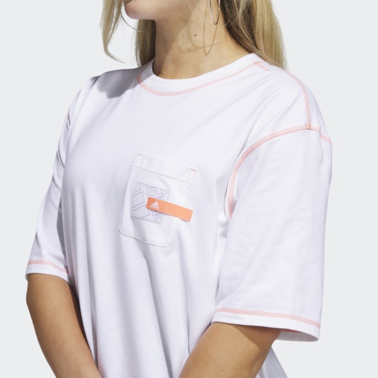 Camiseta De Bolso Do Namorado Com Declaração Esportiva Branca Adidas