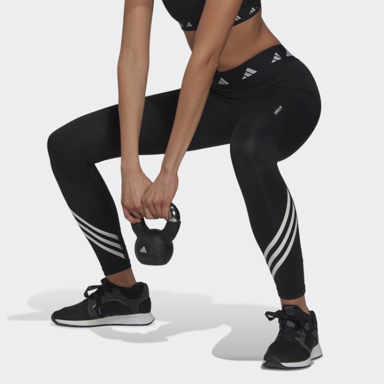 Legging Preta Techfit Com As 3 Listras Adidas Fashion