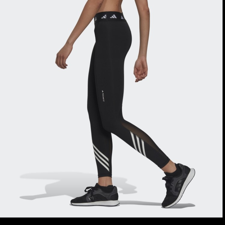 Legging Preta Techfit Com As Três Listras Adidas