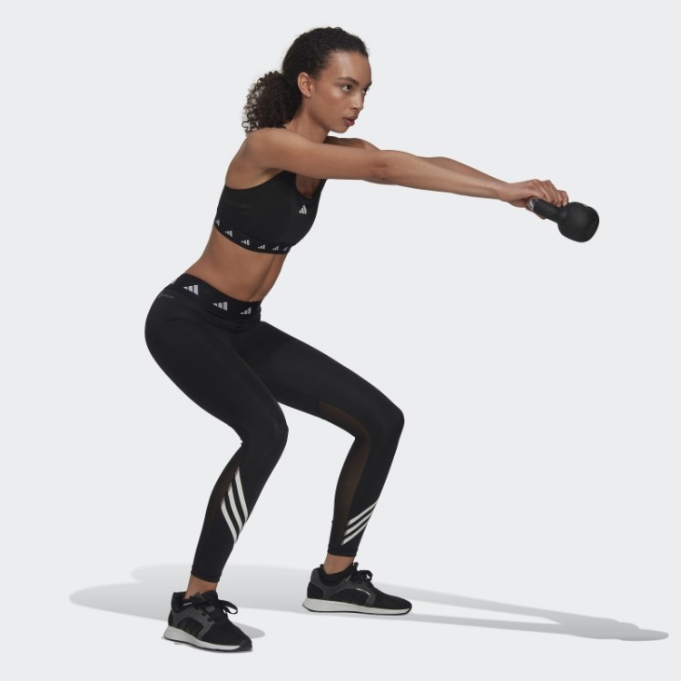Legging Preta Techfit Com As Três Listras Adidas