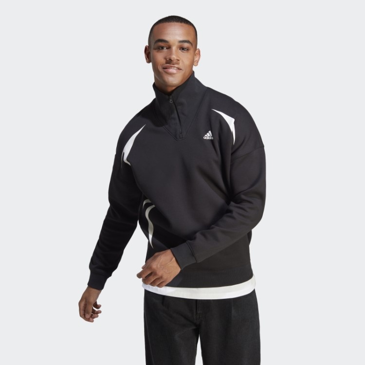 Moletom Adidas Colorblock Quarter Zip Branco Quente