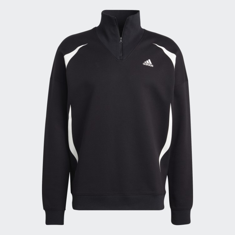 Adidas Colorblock Moletom Com Zíper Quarto Branco Elegante