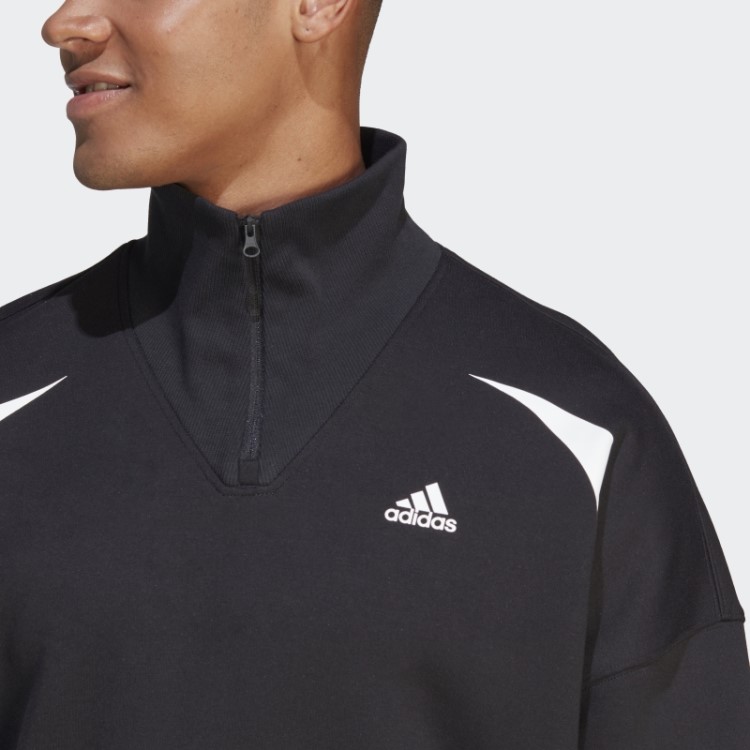 Adidas Colorblock Moletom Com Zíper Quarto Branco Elegante