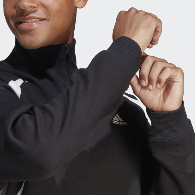 Adidas Colorblock Moletom Com Zíper Quarto Branco Elegante