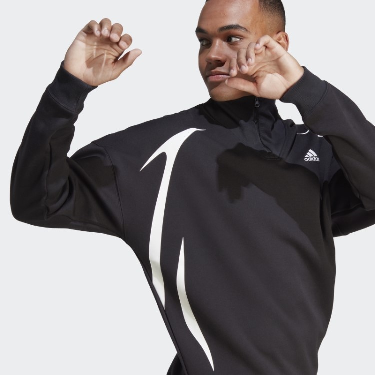 Adidas Colorblock Moletom Com Zíper Quarto Branco Elegante