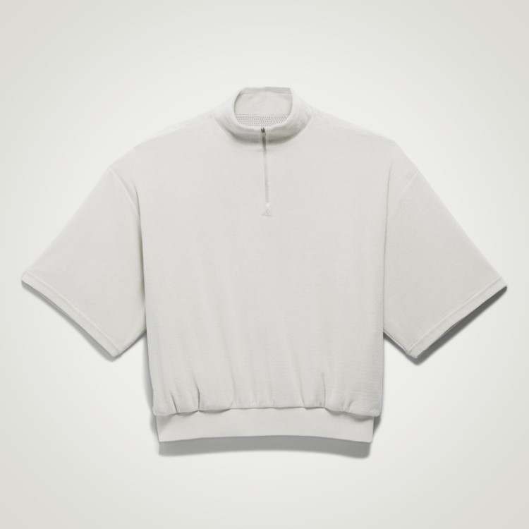 Adidas Basquete Veludo 1/2 Zíper Moletom Cinza Metálico