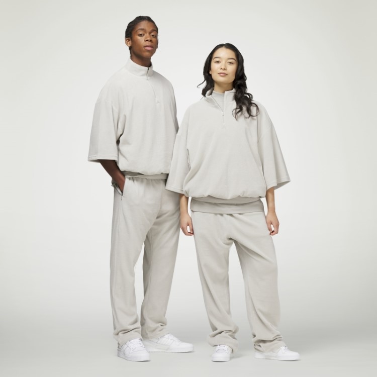 Moletom Adidas Basquete Veludo Cinza Metálico Com Zíper 1/2 Fashion