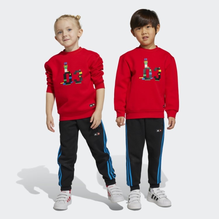 Conjunto De Moletom E Calça Vermelha Adidas X Classic Lego Da Moda