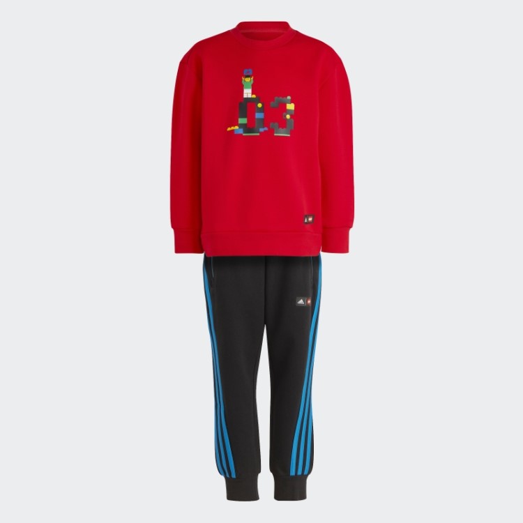 Conjunto De Moletom E Calça Vermelha Adidas X Classic Lego Da Moda