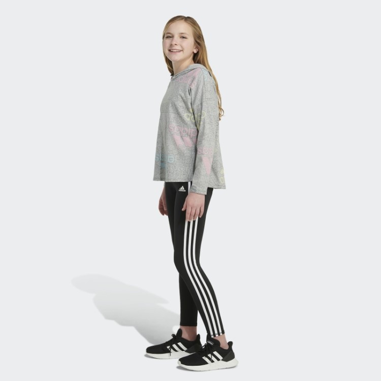 Camiseta Cinza Média Manga Longa Com Estampa Curvada E Bainha Adidas