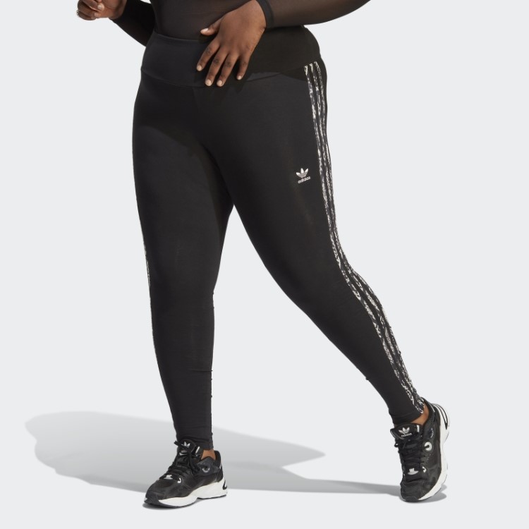 Legging Com Estampa Das Três Listras (tamanho Grande) Preto Adidas